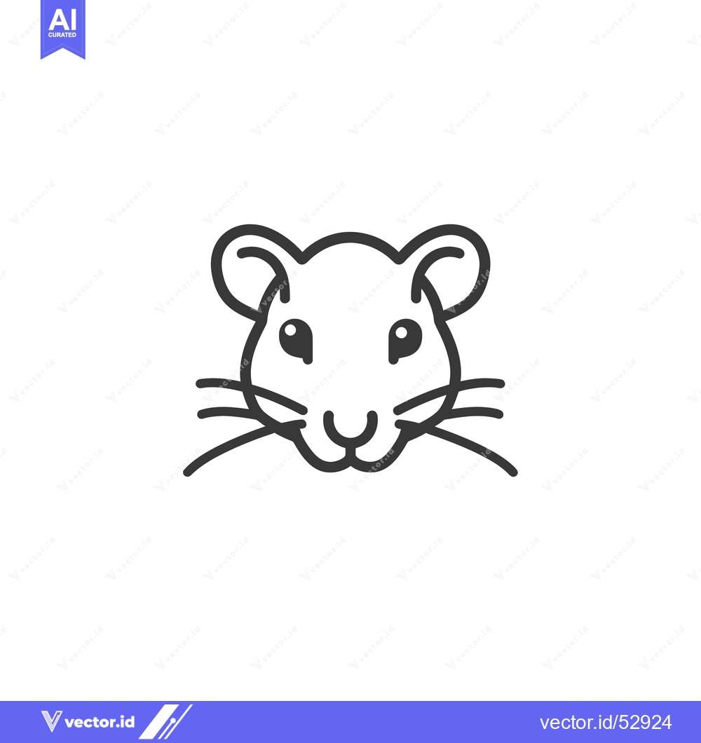 Premium Vector of Line Art Illustration of a Mouse's Face