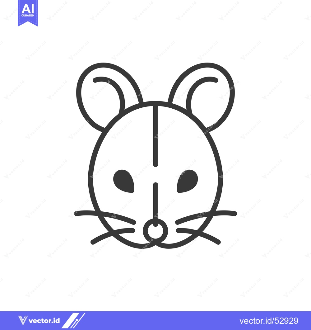 Premium Vector dari Line Art Illustration of a Mouse's Face