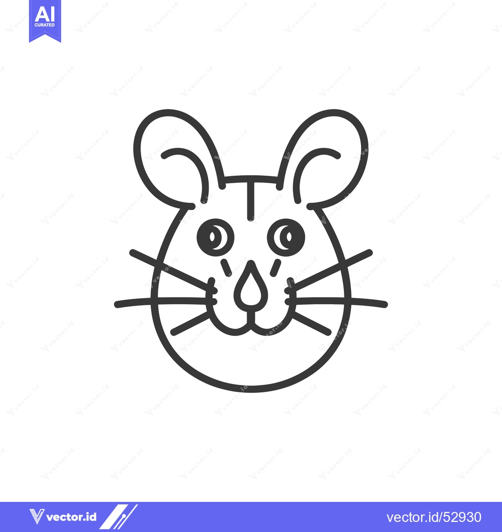 Premium Vector of Line Art Illustration of a Mouse's Face