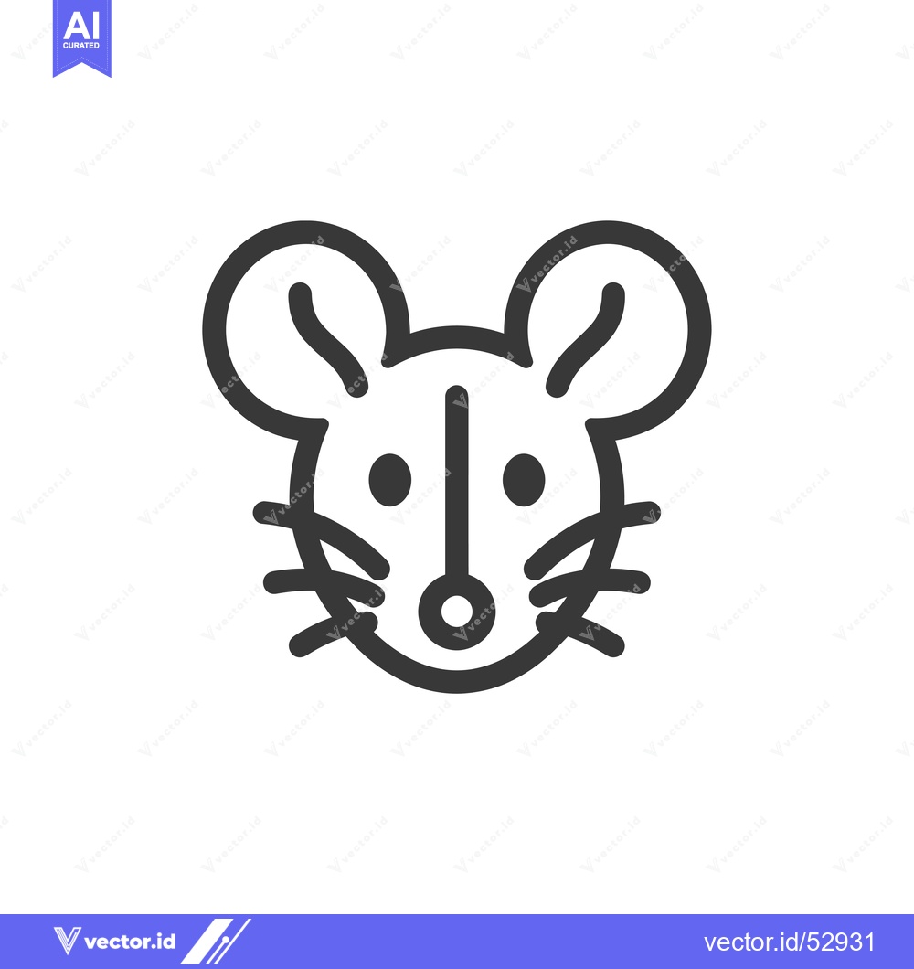Premium Vector of Line art illustration of a mouse's face with large ears