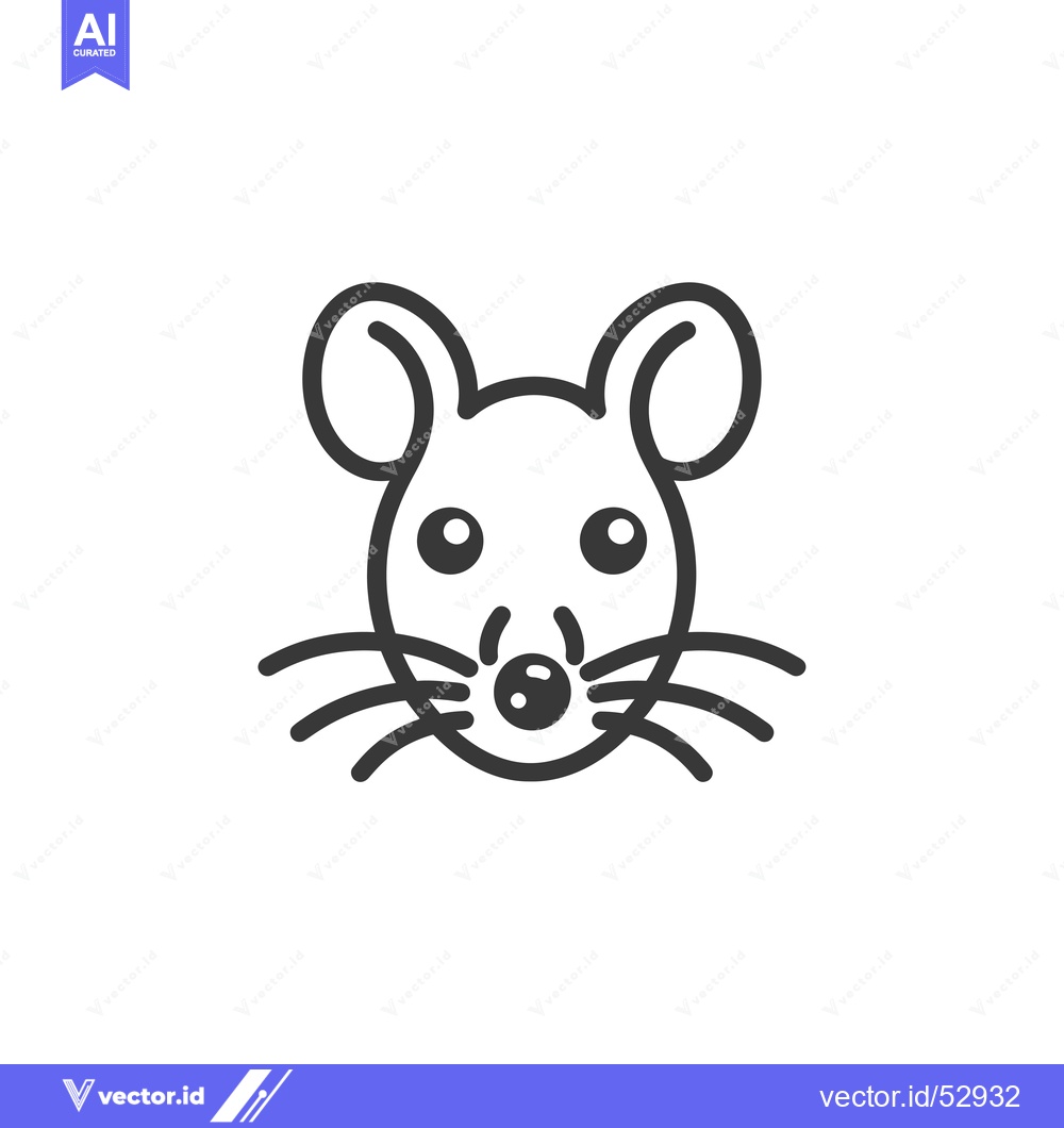 Premium Vector of Line art illustration of a mouse's face with large ears and whiskers