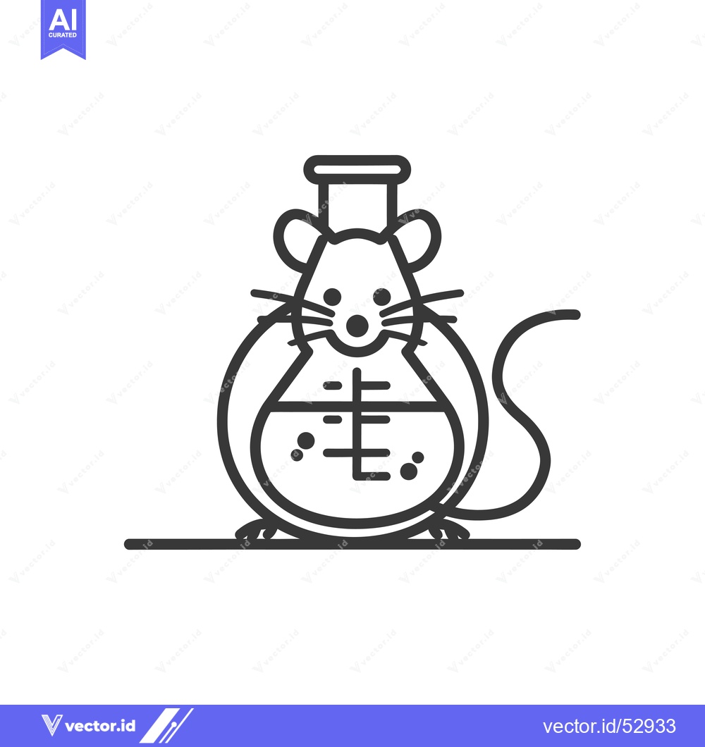 Premium Vector dari Line Art Illustration of a Mouse Shaped Flask