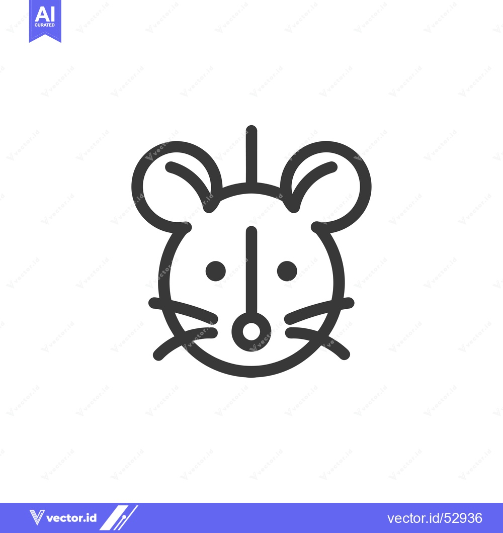Premium Vector of Line Art Illustration of a Mouse's Head