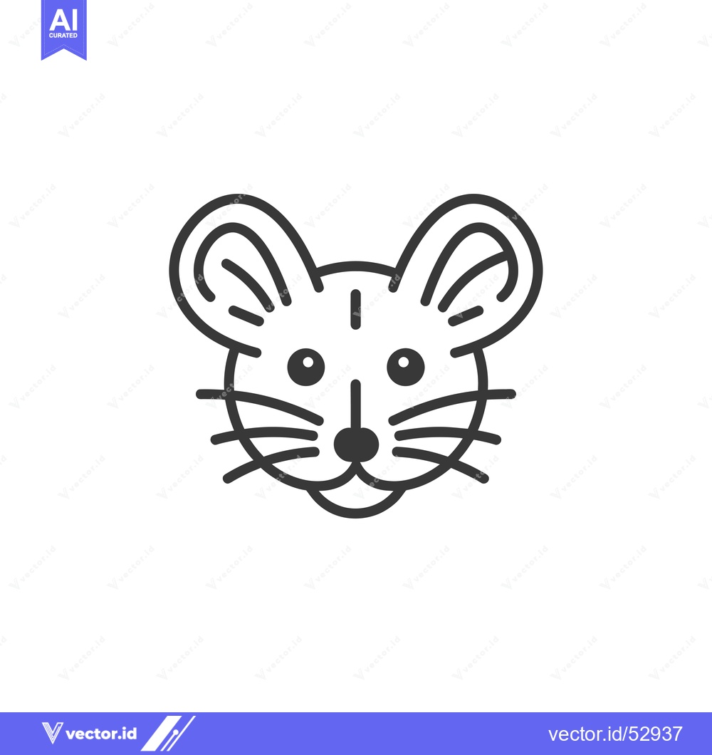 Premium Vector of Line Art Illustration of a Mouse's Head