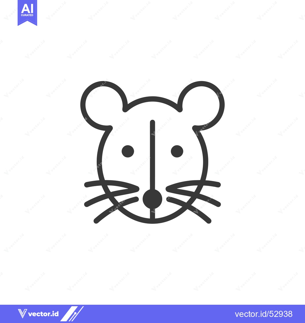 Premium Vector of Line art illustration of a mouse's head