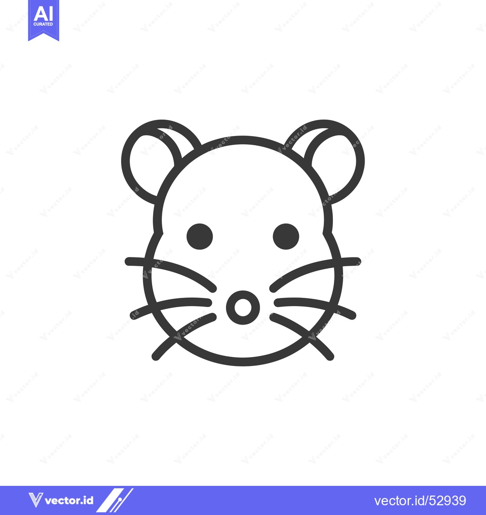 Premium Vector of Line Art Illustration of a Mouse's Head