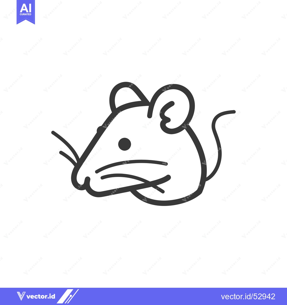 Premium Vector dari Line Art Illustration of a Mouse's Head