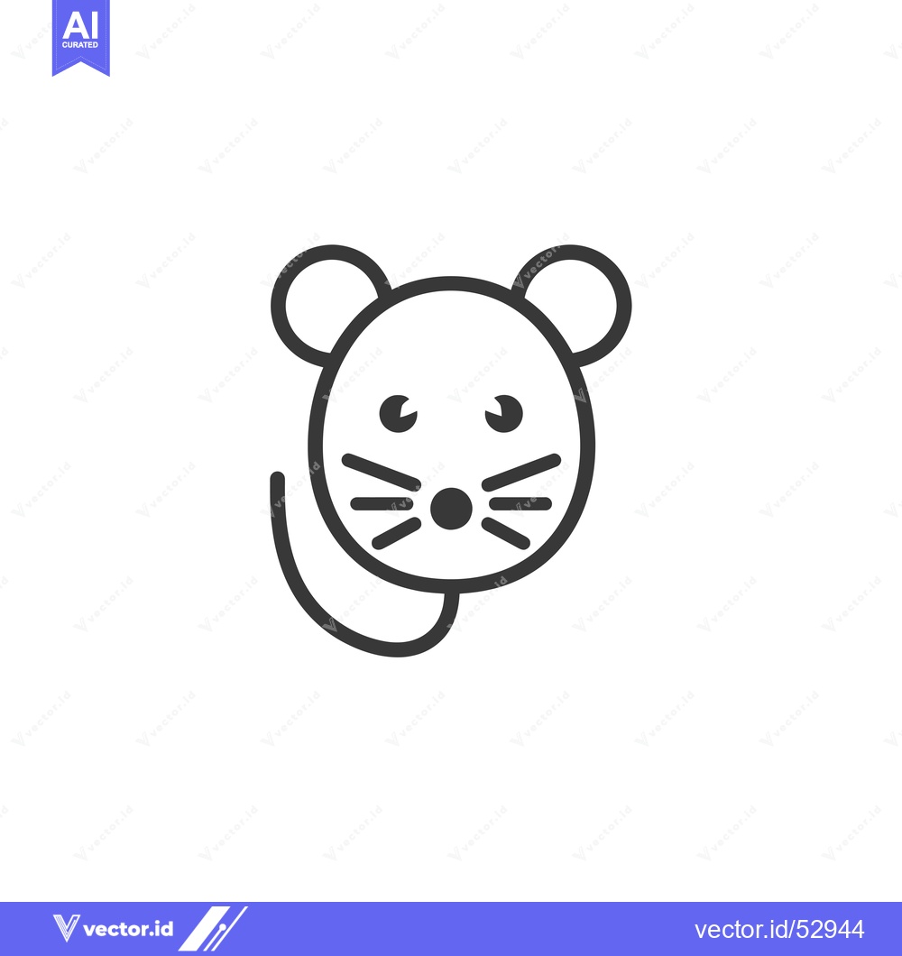 Premium Vector dari Line art illustration of a mouse's head and tail