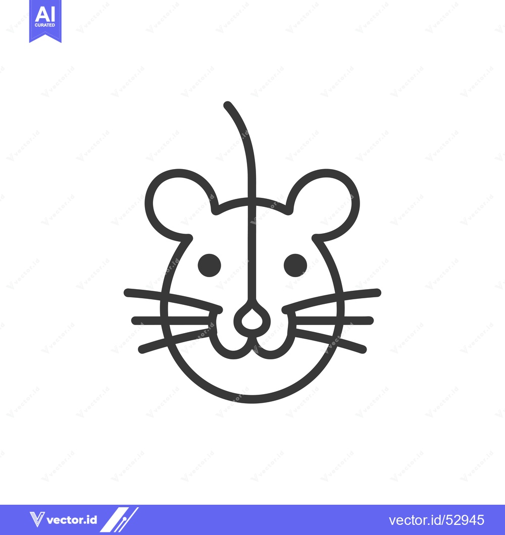 Premium Vector of Line art illustration of a mouse's head with a tail