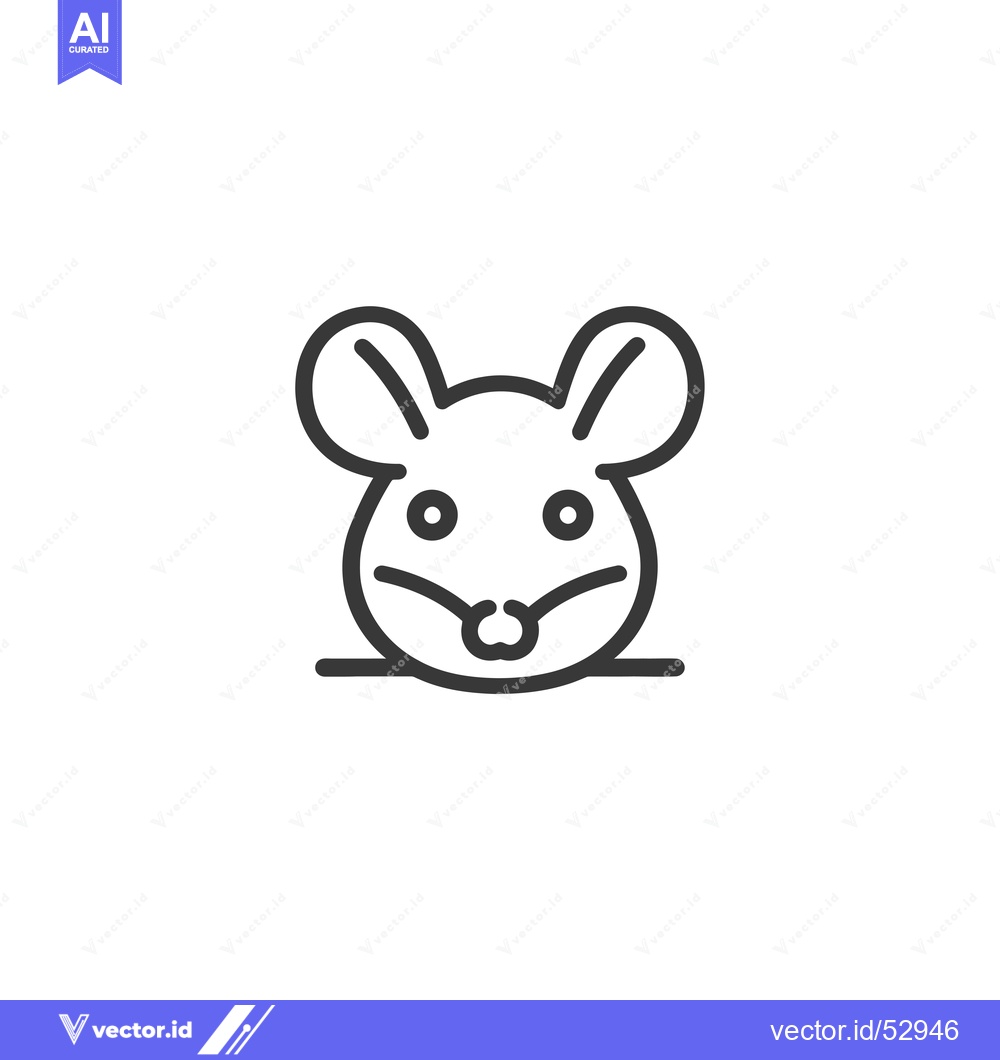 Premium Vector dari Line art illustration of a mouse's head with big ears