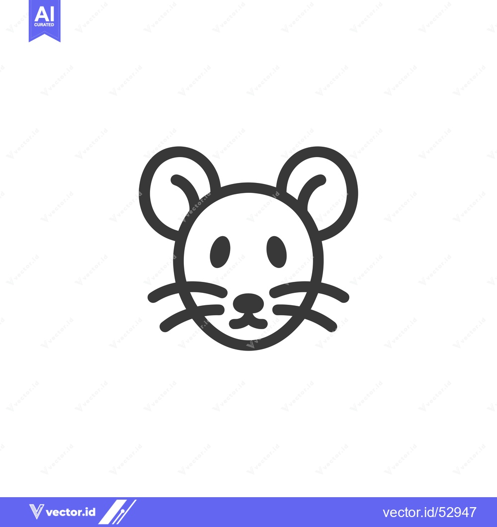 Premium Vector dari Line art illustration of a mouse's head with big ears