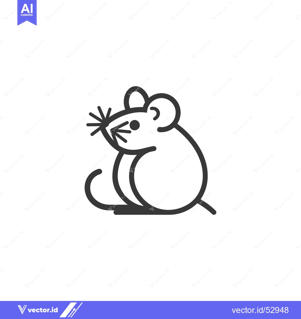 Premium Vector of Line Art Illustration of a Mouse Sitting with a Tail