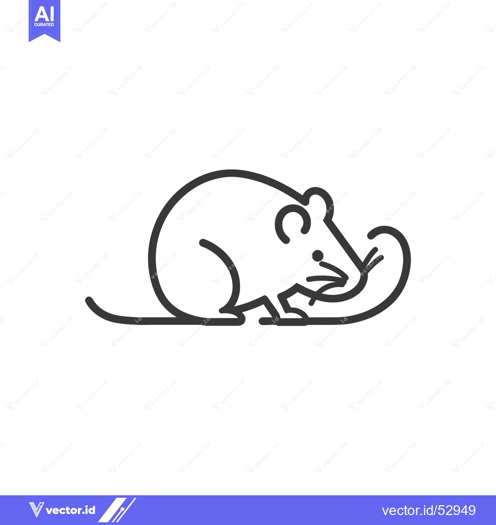 Premium Vector of Line Art Illustration of a Mouse Sitting with Its Tail Wrapped Around