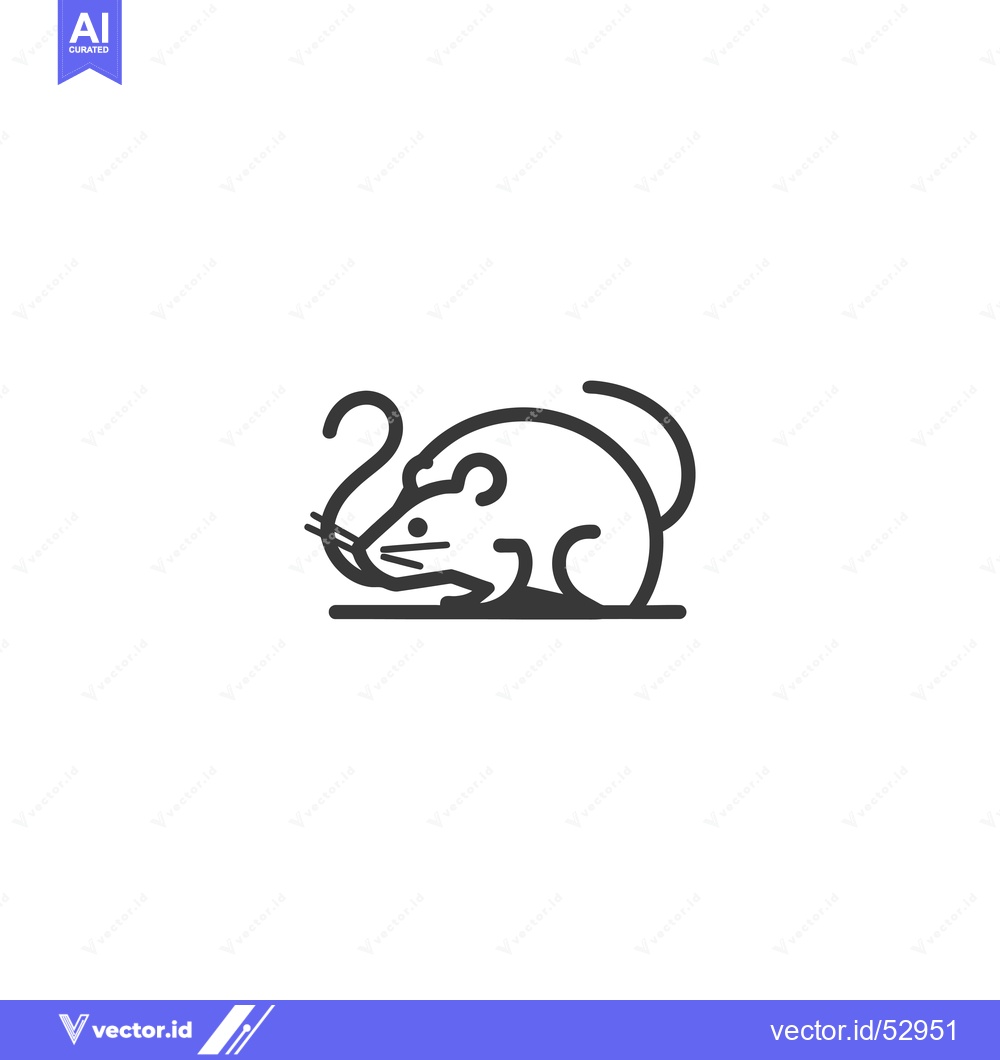 Premium Vector of Line art illustration of a mouse with its tail curled