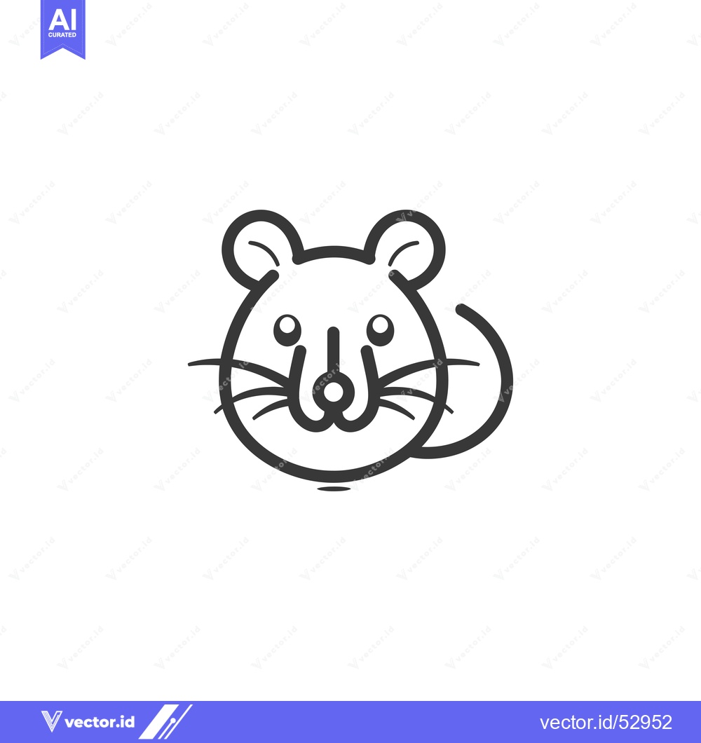 Premium Vector of Line art illustration of a mouse with large ears and a small tail