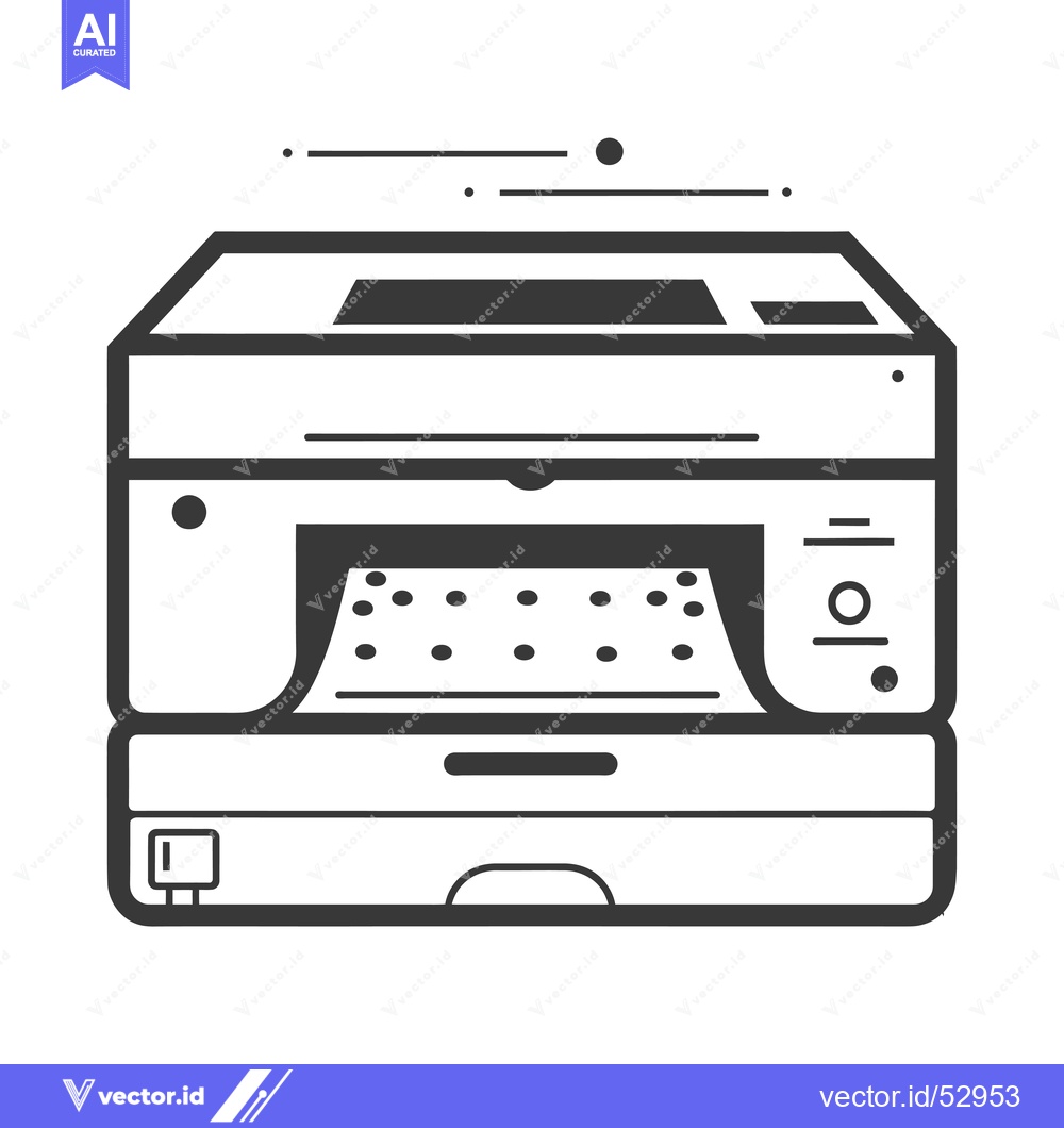 Premium Vector dari Line Art Illustration of a Multifunctional Printer