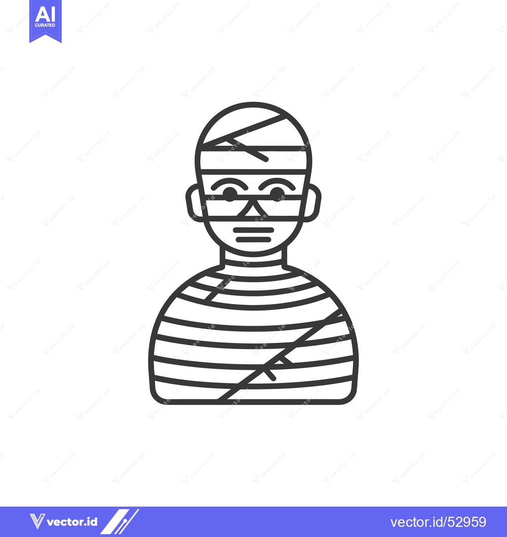 Premium Vector of Line Art Illustration of a Mummy
