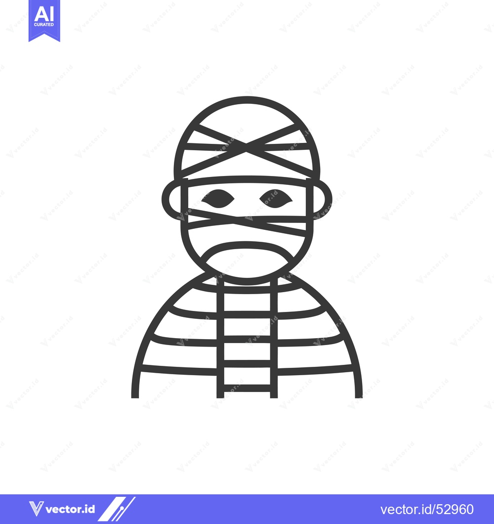 Premium Vector dari Line Art Illustration of a Mummy in Striped Clothing