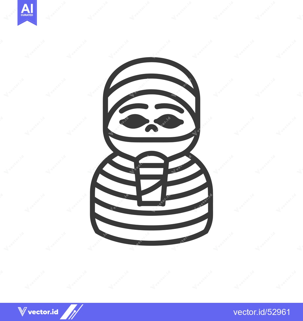 Premium Vector of Line art illustration of a mummy wearing bandages