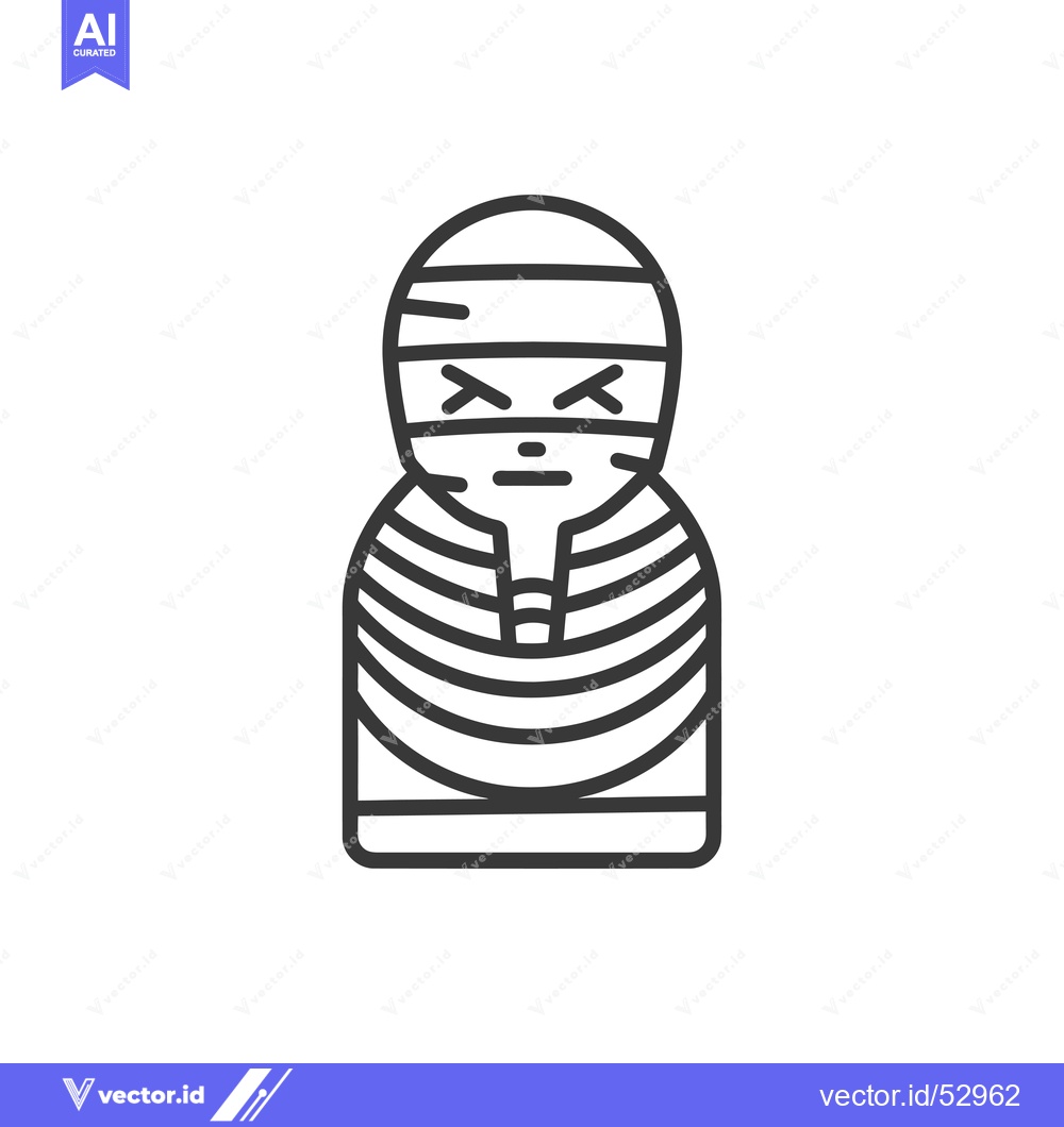 Premium Vector of Line art illustration of a mummy with an angry expression