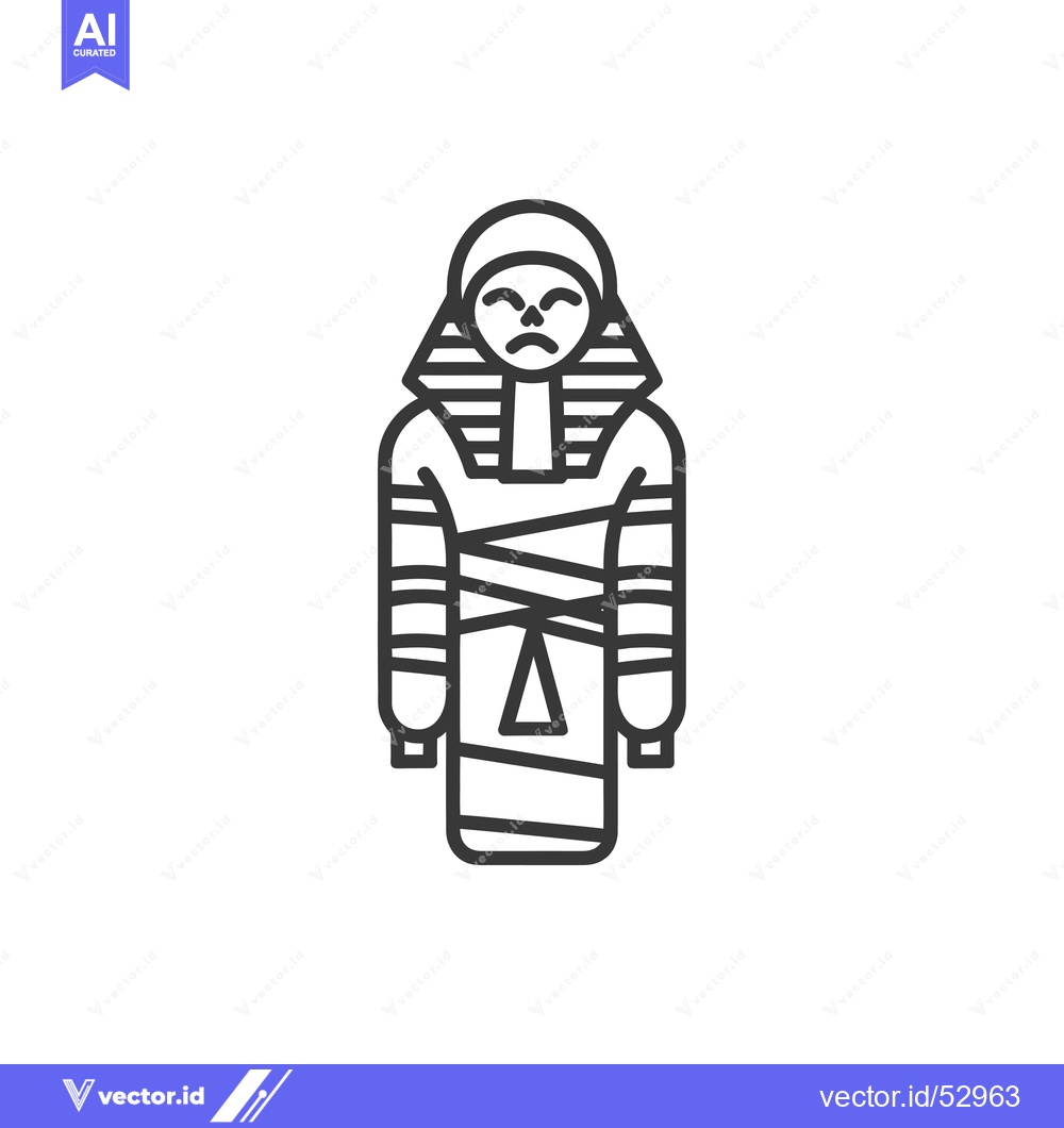 Premium Vector dari Line Art Illustration of a Mummy with a Sad Face