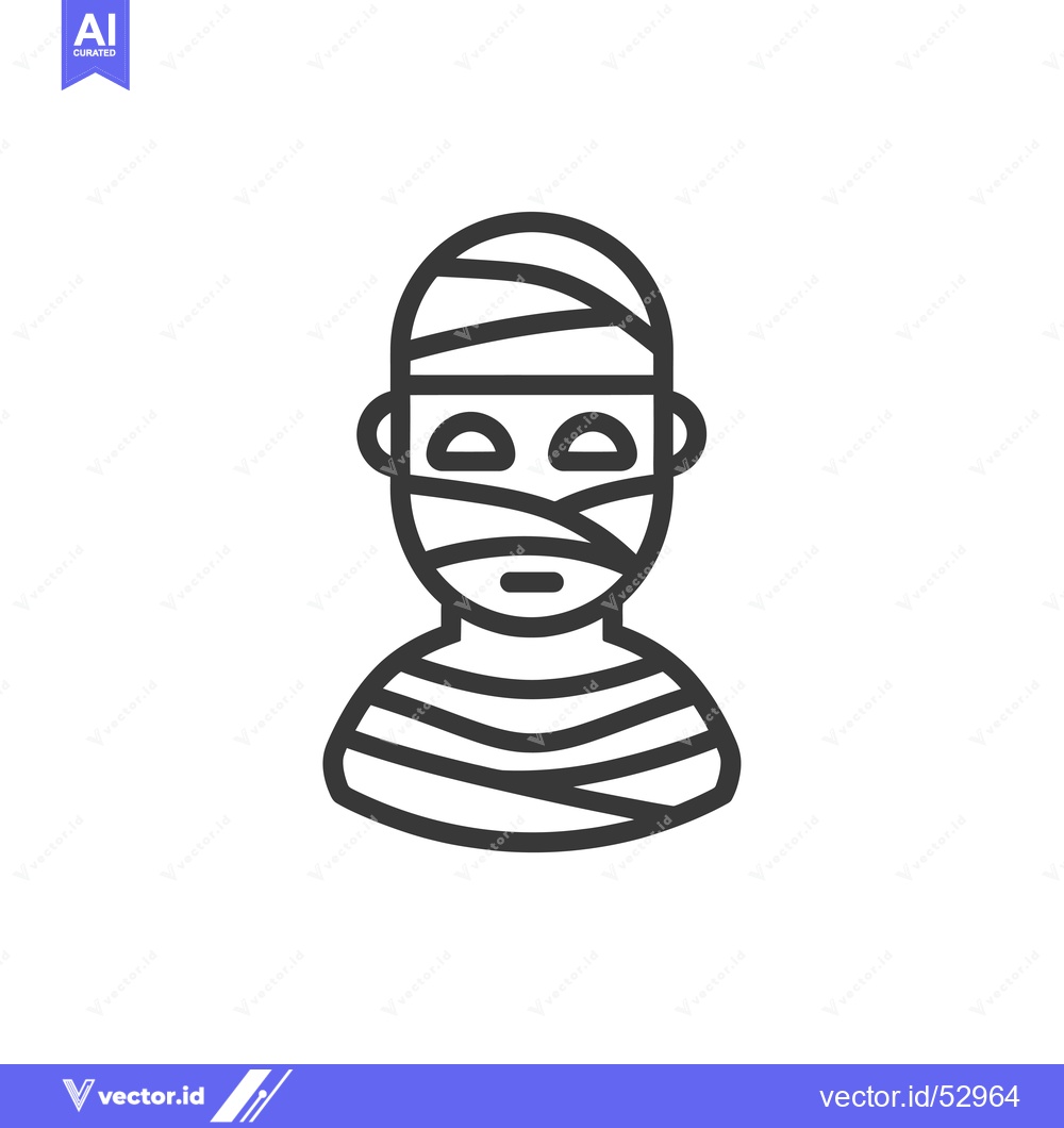 Premium Vector dari Line art illustration of a mummy wrapped in bandages