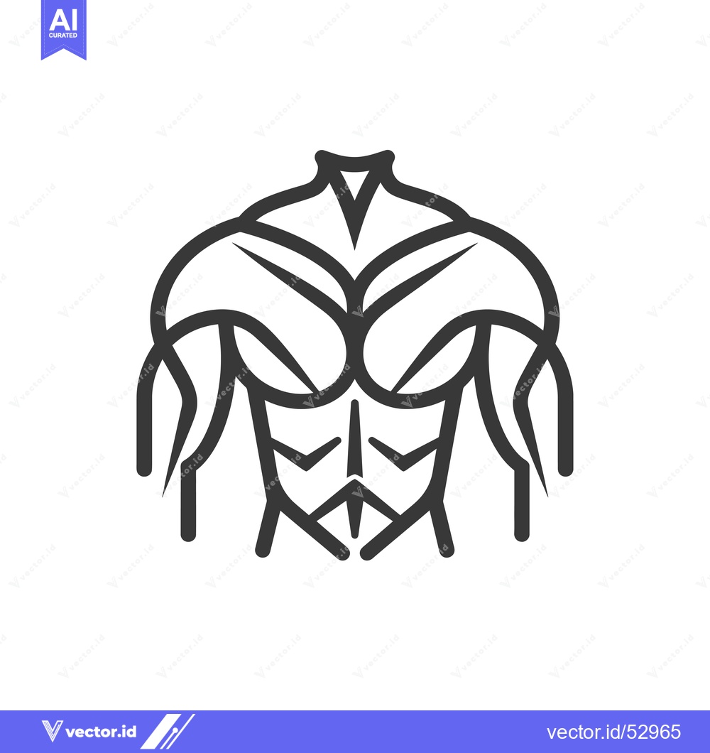 Premium Vector of Line Art Illustration of a Muscular Upper Body