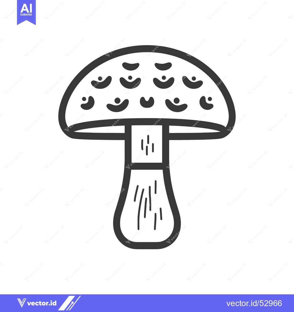 Premium Vector dari Line art illustration of a mushroom with a cap covered in dots