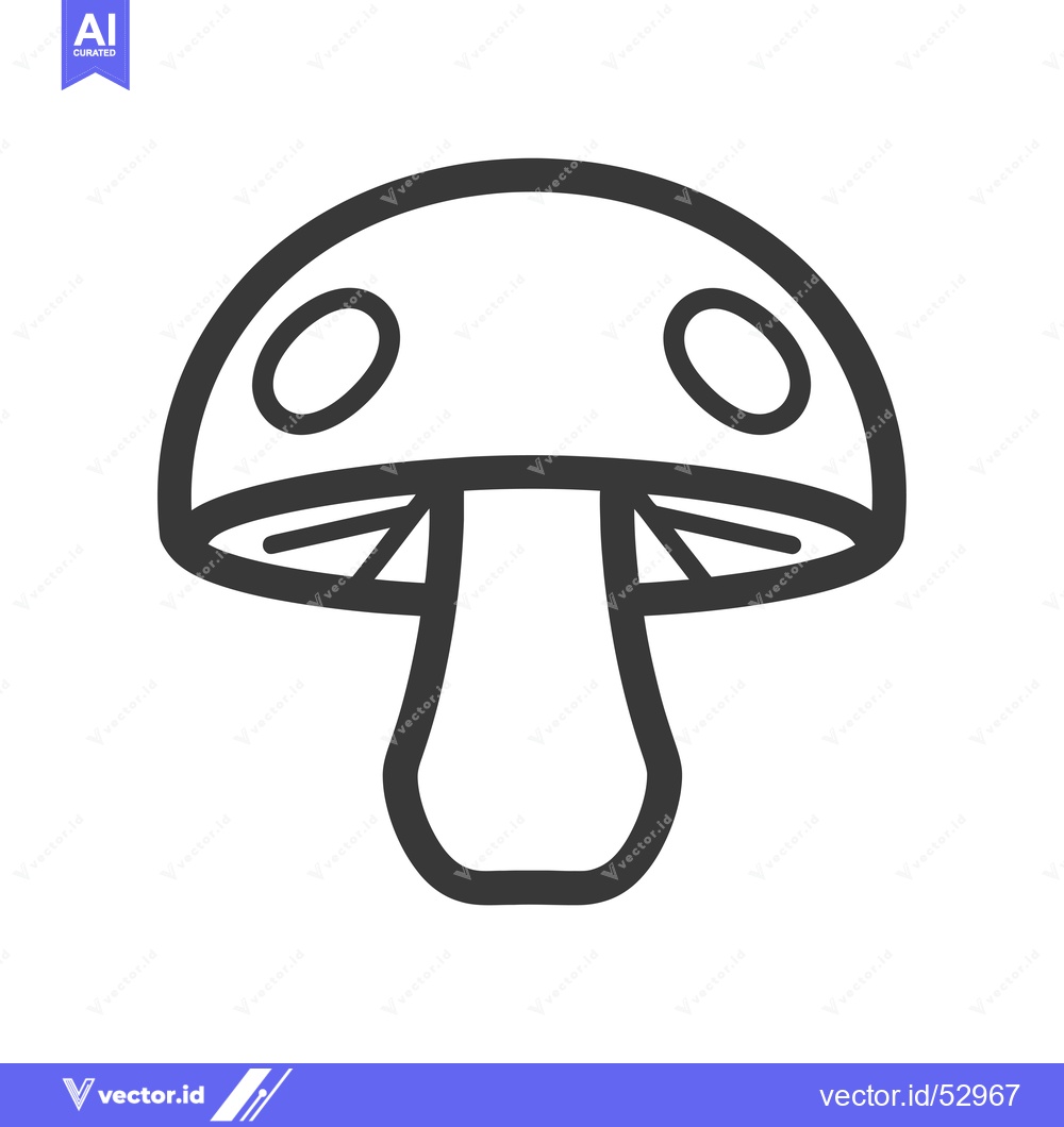 Premium Vector of Line art illustration of a mushroom with a rounded cap and a thick ste