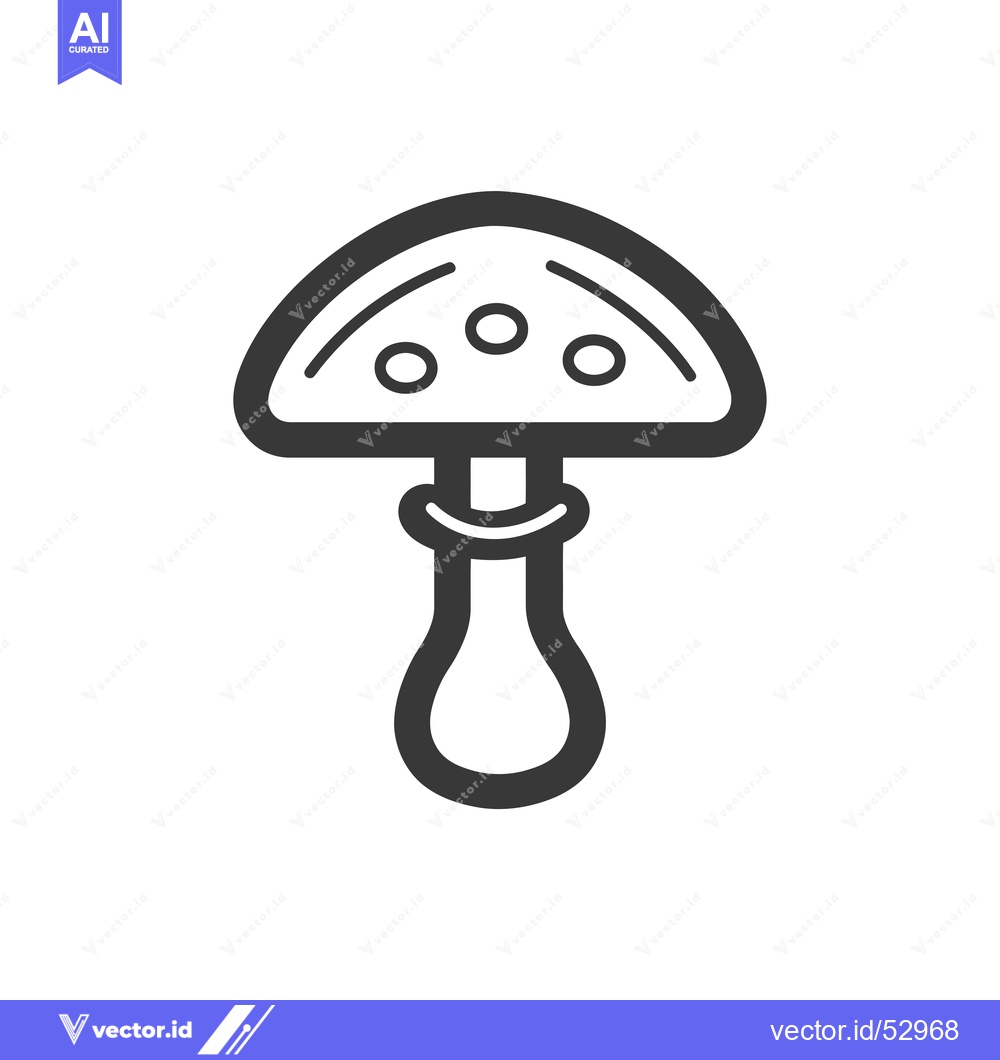 Premium Vector of Line art illustration of a mushroom with three dots on top