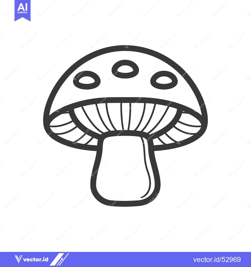 Premium Vector dari Line Art Illustration of a Mushroom with Three White Spots