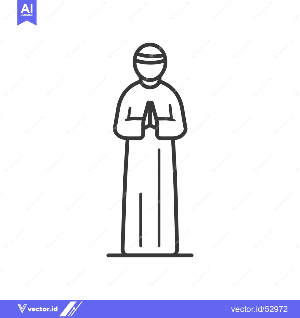 Premium Vector of Line art illustration of a Muslim man praying