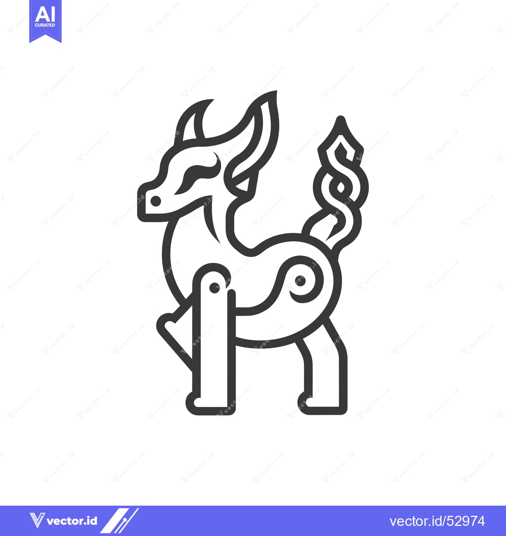 Premium Vector of Line Art Illustration of a Mythical Creature