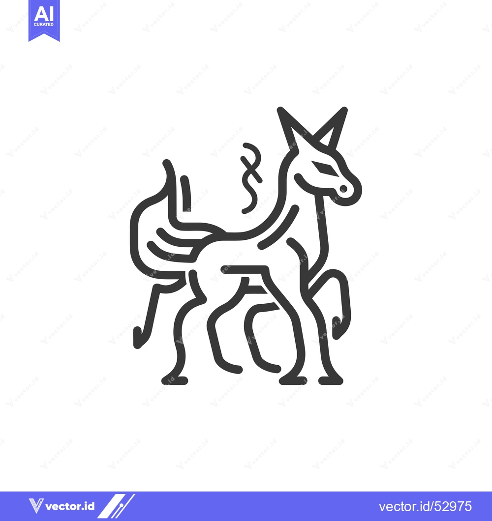Premium Vector dari Line Art Illustration of a Mythical Creature Resembling a Horse with a
