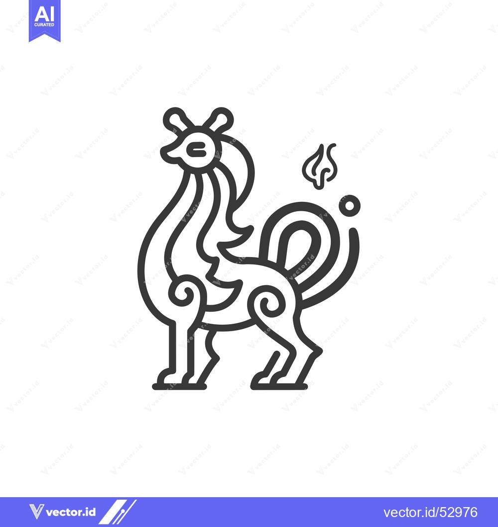 Premium Vector of Line Art Illustration of a Mythical Creature with a Flame Tail