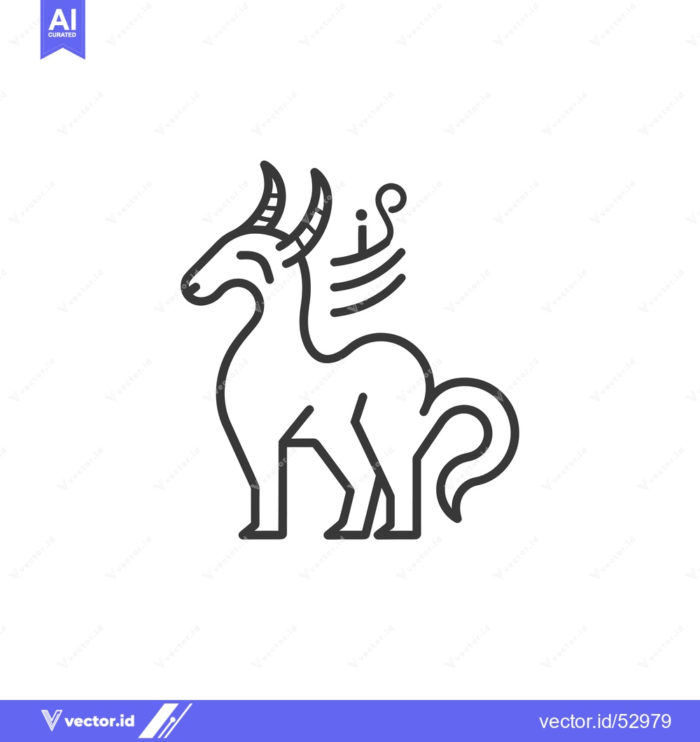 Premium Vector dari Line Art Illustration of a Mythical Creature with Horns and Wings