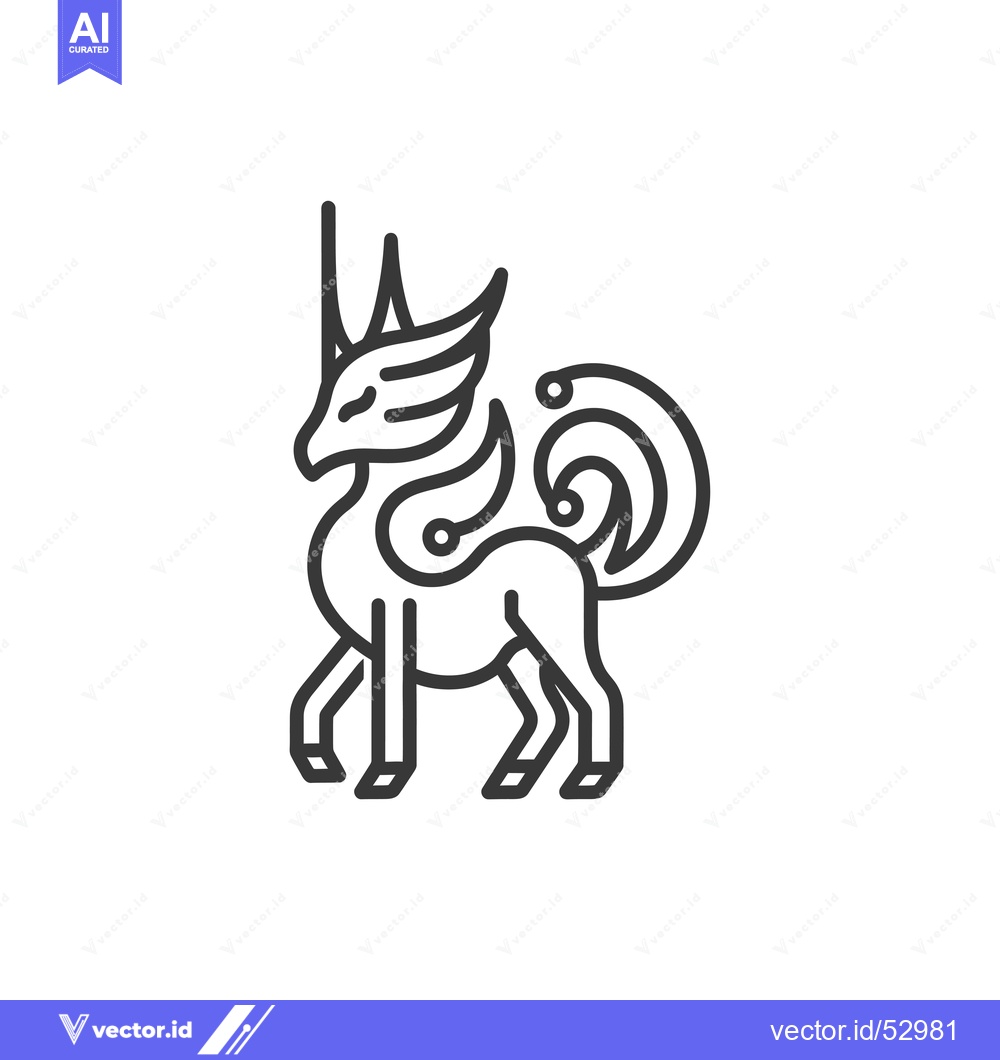 Premium Vector dari Line Art Illustration of a Mythical Creature with Wings