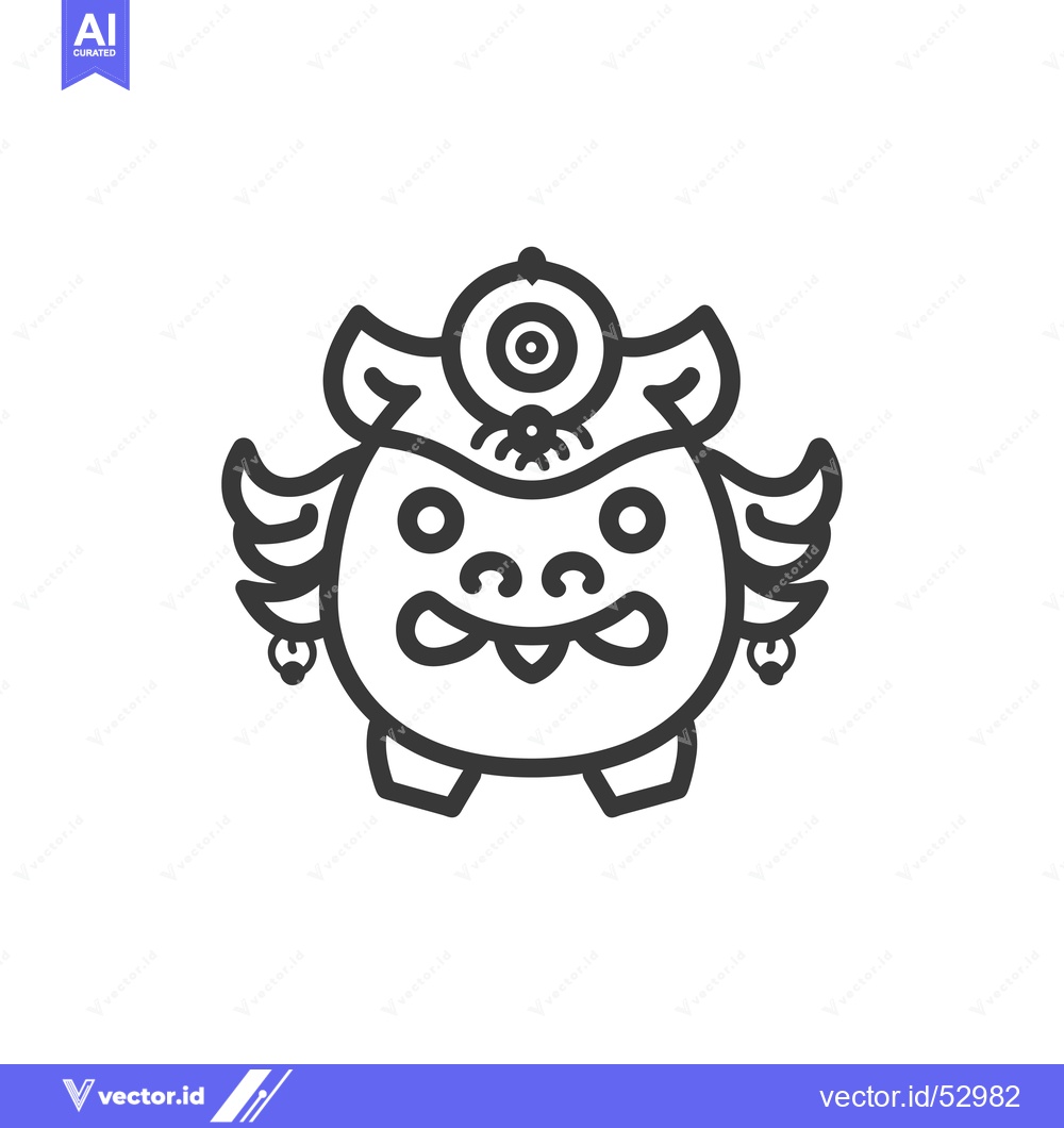 Premium Vector of Line art illustration of a mythical creature with wings and a third ey