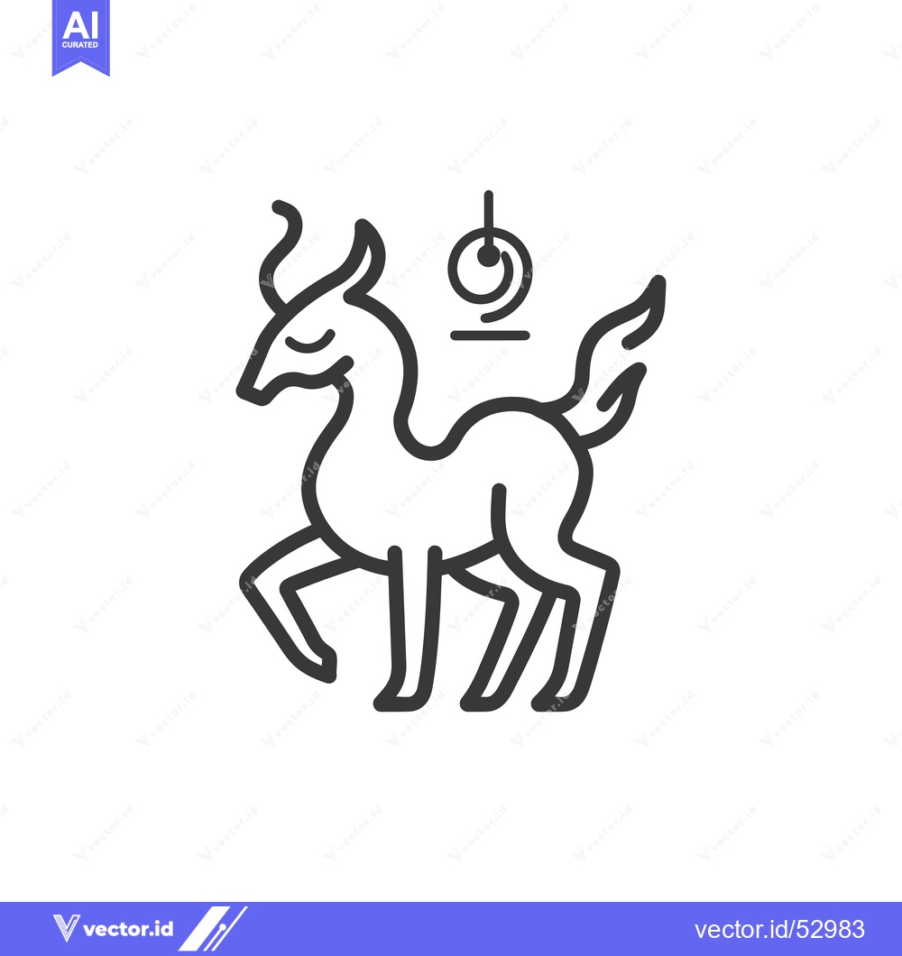 Premium Vector of Line art illustration of a mythical deer with antlers and a symbol abo