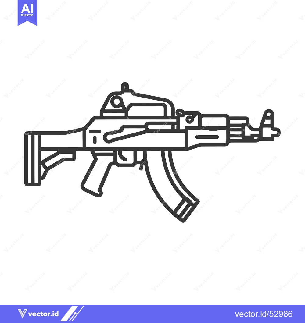 Premium Vector dari Line Art Illustration of an AK-47 Assault Rifle