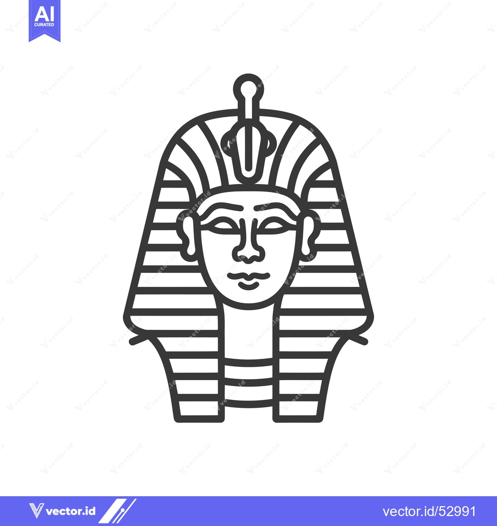 Premium Vector of Line Art Illustration of an Ancient Egyptian Pharaoh's Head
