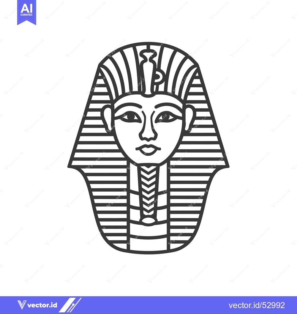 Premium Vector dari Line art illustration of an ancient Egyptian pharaoh's mask