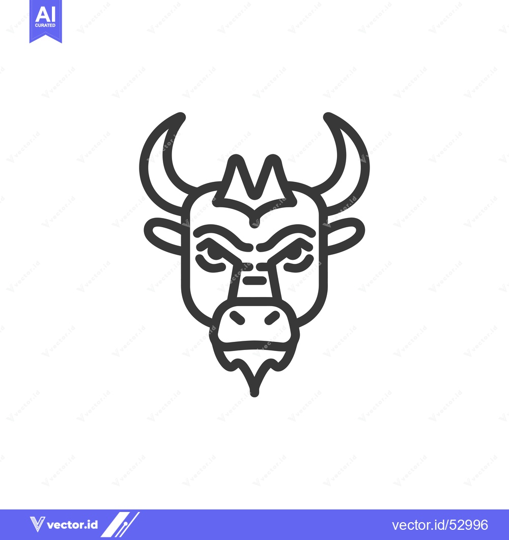Premium Vector dari Line Art Illustration of an Angry Bull's Head