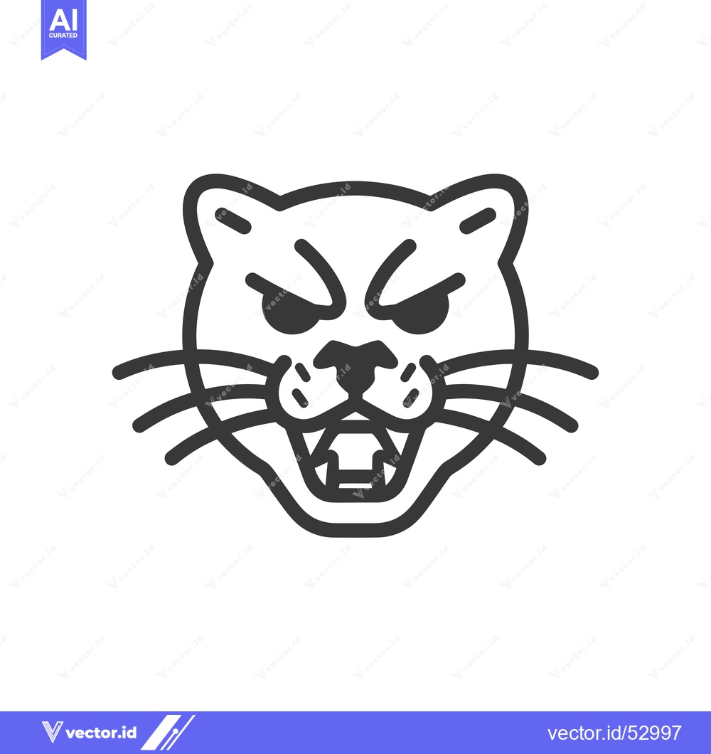 Premium Vector dari Line Art Illustration of an Angry Cat's Face