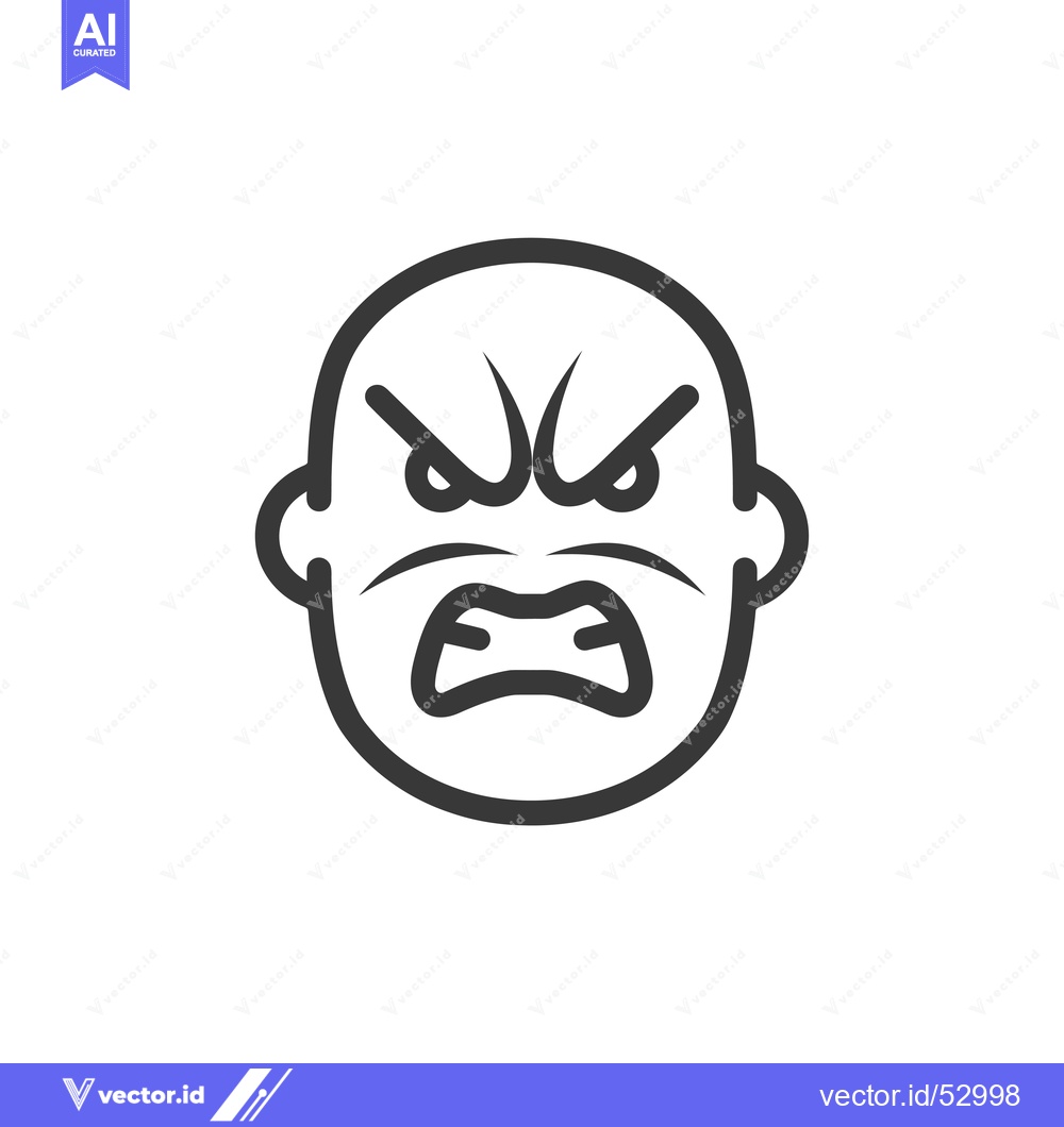 Premium Vector of Line Art Illustration of an Angry Face