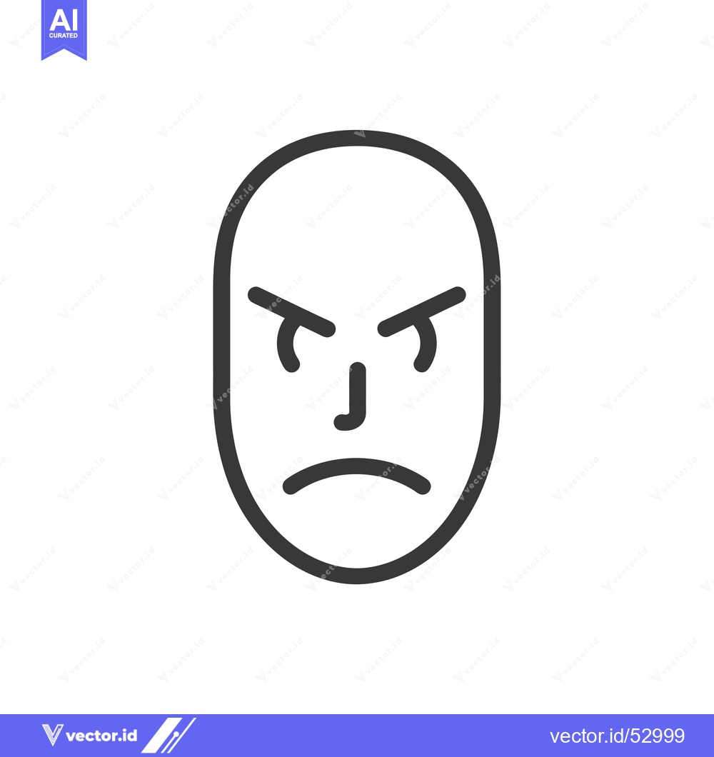 Premium Vector of Line Art Illustration of an Angry Face