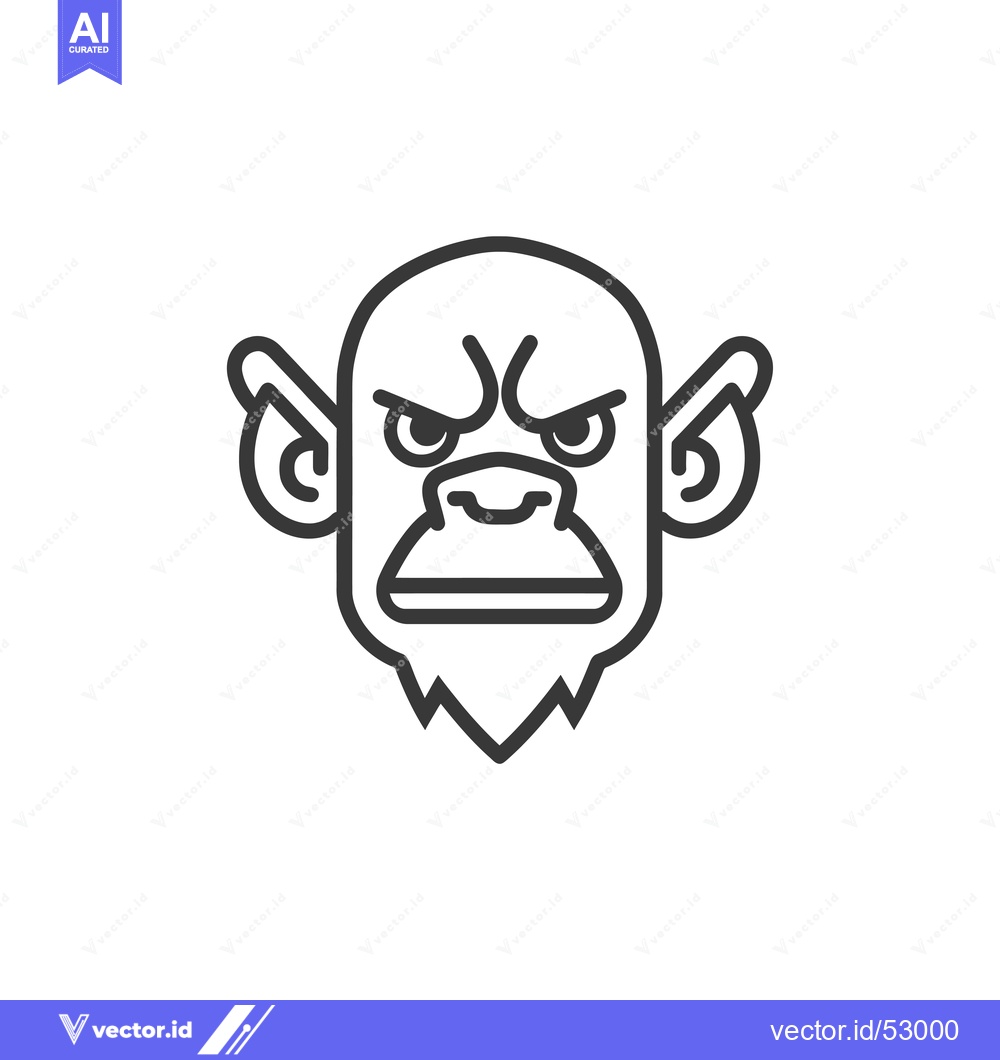 Premium Vector dari Line Art Illustration of an Angry  Gorilla or Ape Face