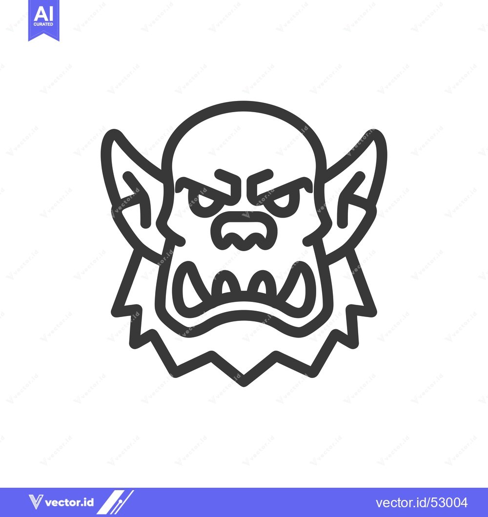 Premium Vector of Line Art Illustration of an Angry Orc Face