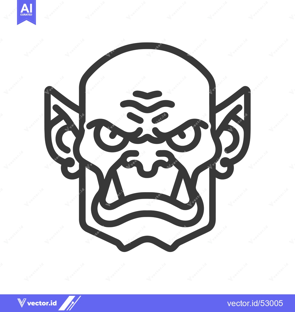 Premium Vector dari Line Art Illustration of an Angry Orc Head