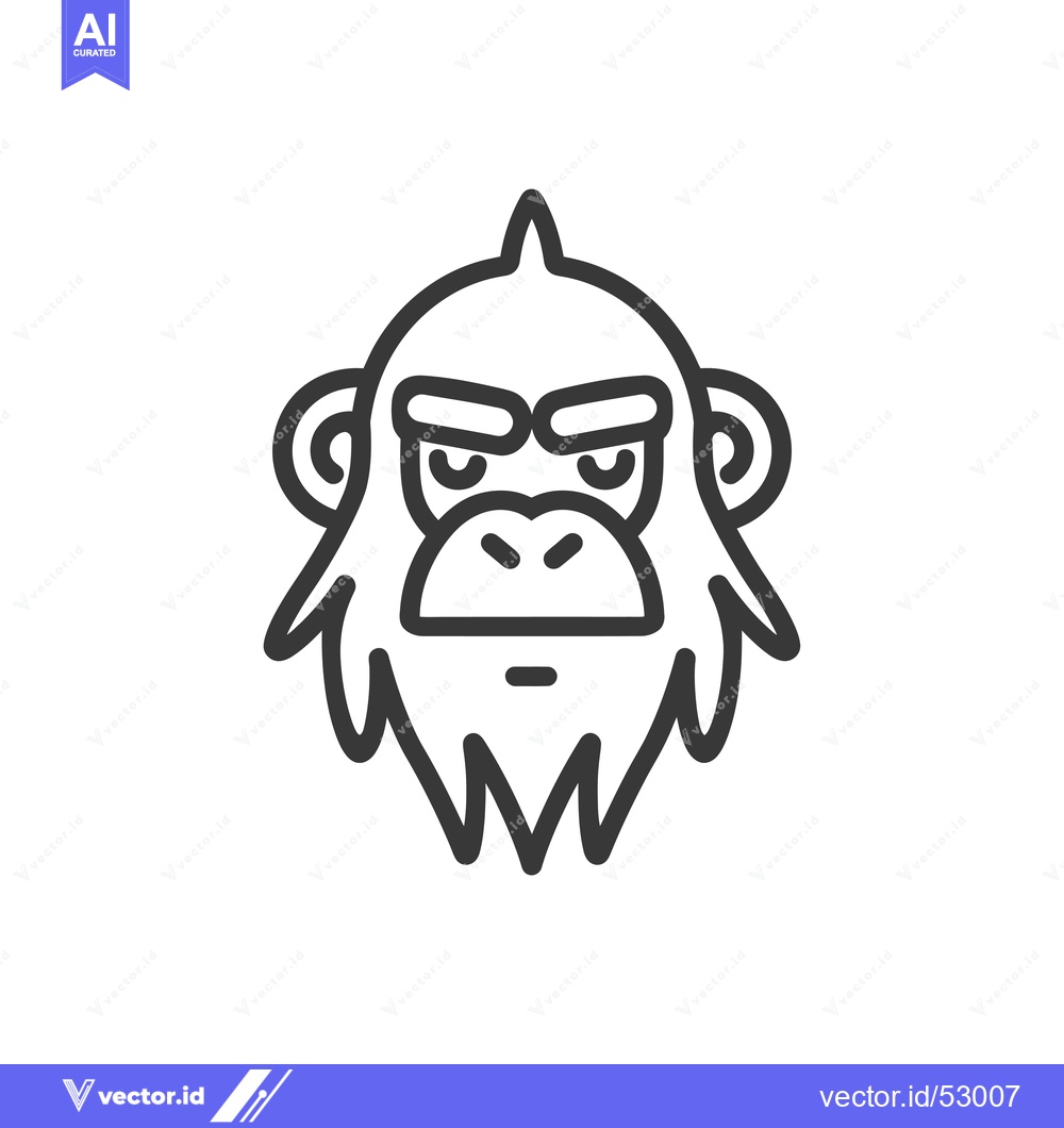 Premium Vector dari Line Art Illustration of an Angry Yeti Face
